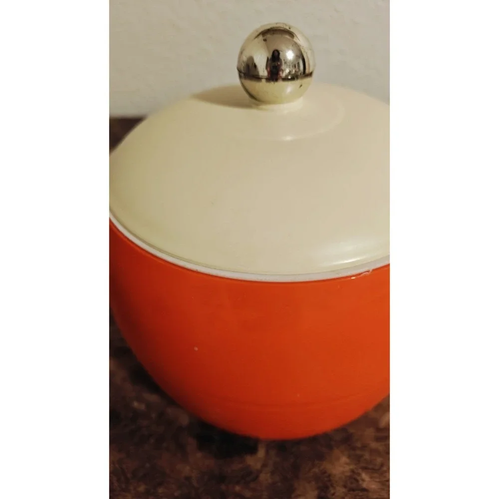 Rare Vintage GITS Ware No 185 Plastic Orange and White Ice Bucket W/Lid